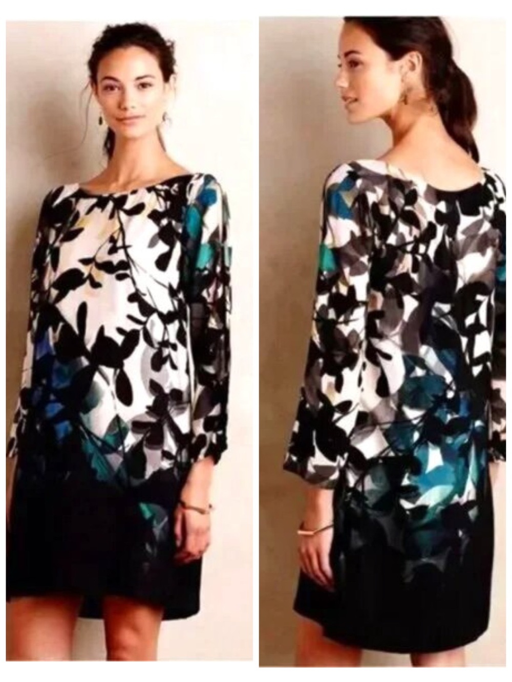 Anthropologie Maeve Shaded Garden Mini Shift Dress In Blue Multi Size S EUC